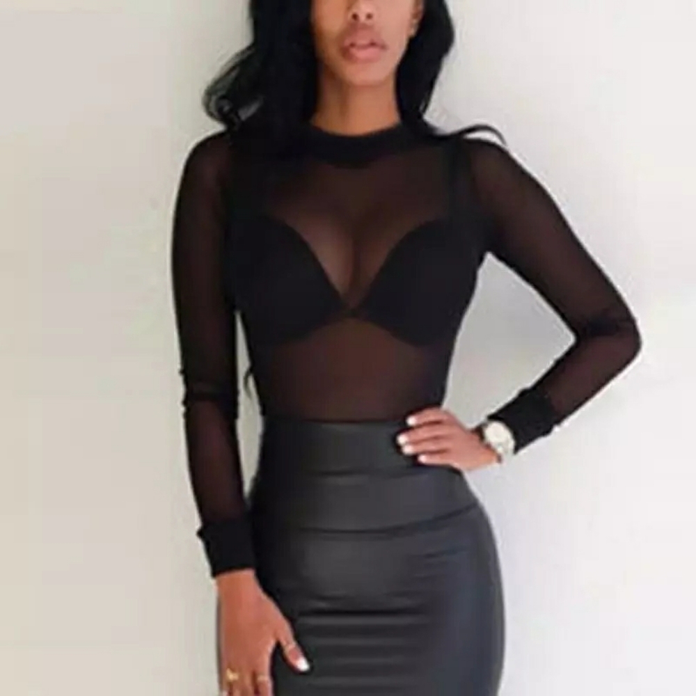 Sheer mesh black top